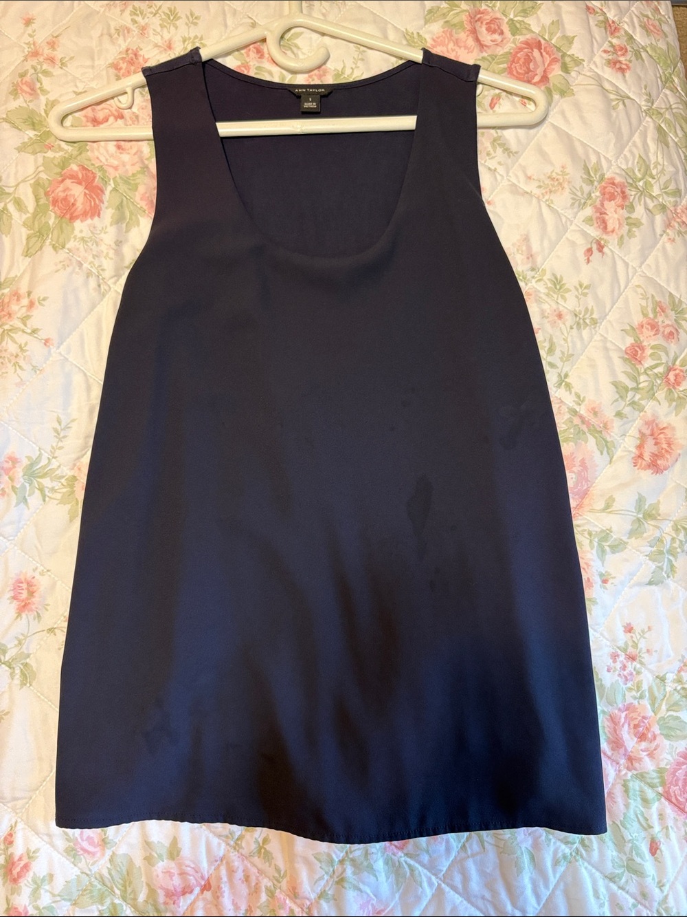 Ann Taylor Navy Scoop Neck Sleeveless Tank
